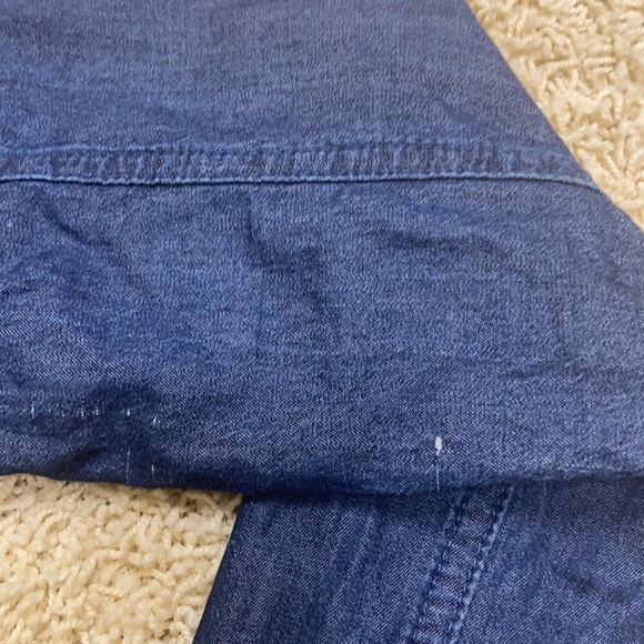 Voice NYC Chambray Denim Zip Jacket Multi Pockets Smocked Fit Waist Button Cuffs - Picture 7 of 16